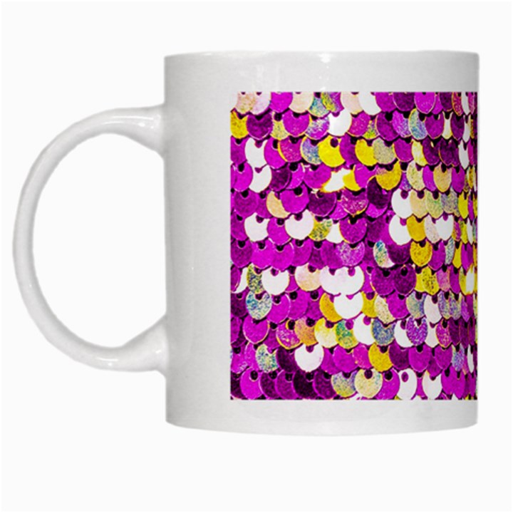 Funky Sequins White Mugs