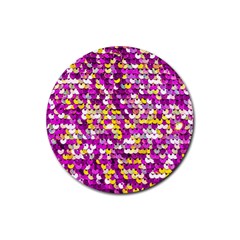 Funky Sequins Rubber Coaster (round)  by essentialimage