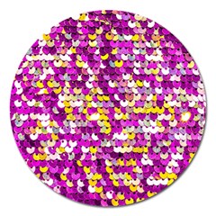 Funky Sequins Magnet 5  (round) by essentialimage