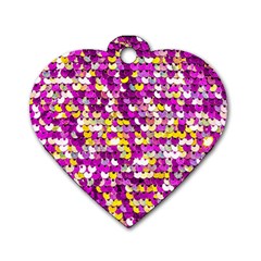 Funky Sequins Dog Tag Heart (two Sides) by essentialimage