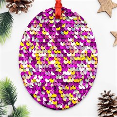 Funky Sequins Oval Filigree Ornament (two Sides) by essentialimage