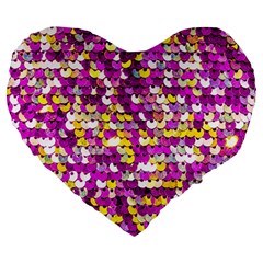 Funky Sequins Large 19  Premium Heart Shape Cushions by essentialimage