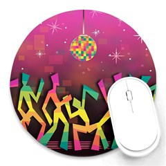 Dancing Colorful Disco Round Mousepads by Bajindul