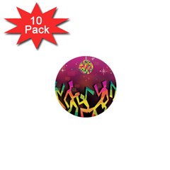 Dancing Colorful Disco 1  Mini Buttons (10 pack) 