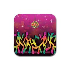 Dancing Colorful Disco Rubber Square Coaster (4 Pack)  by Bajindul