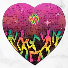 Dancing Colorful Disco Jigsaw Puzzle (Heart)