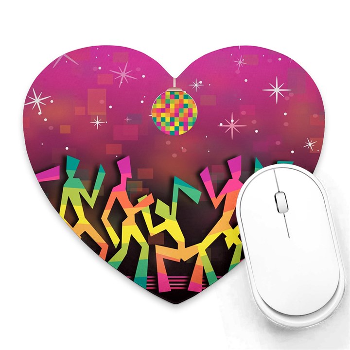 Dancing Colorful Disco Heart Mousepads