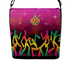 Dancing Colorful Disco Flap Closure Messenger Bag (L)