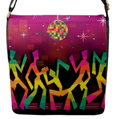 Dancing Colorful Disco Flap Closure Messenger Bag (S)