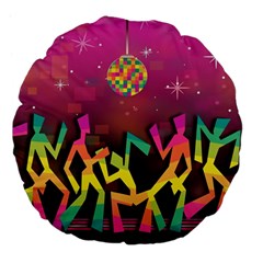 Dancing Colorful Disco Large 18  Premium Flano Round Cushions