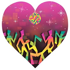 Dancing Colorful Disco Wooden Puzzle Heart