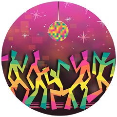 Dancing Colorful Disco Wooden Puzzle Round