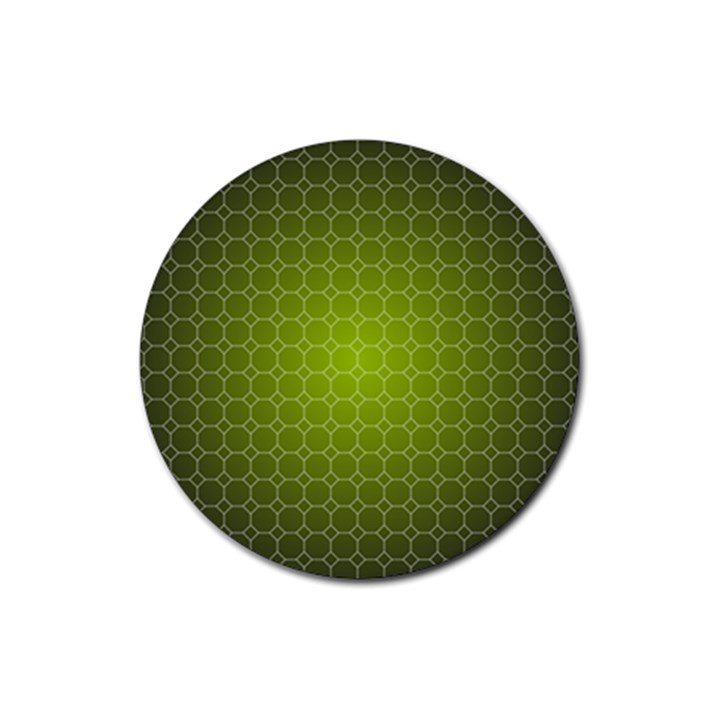 Hexagon Background Plaid Rubber Coaster (Round) 