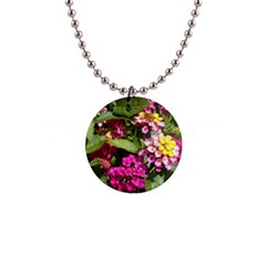 Summer Lantana W Bee 1  Button Necklace by Riverwoman