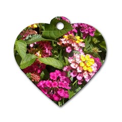 Summer Lantana W Bee Dog Tag Heart (one Side) by Riverwoman