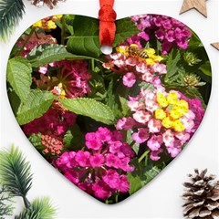 Summer Lantana W Bee Ornament (heart) by Riverwoman