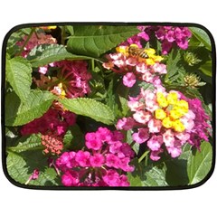 Summer Lantana W Bee Double Sided Fleece Blanket (mini)  by Riverwoman