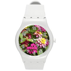 Summer Lantana W Bee Round Plastic Sport Watch (m) by Riverwoman