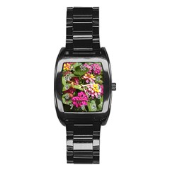 Summer Lantana W Bee Stainless Steel Barrel Watch by Riverwoman