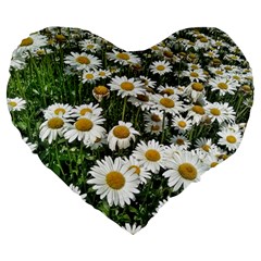 Columbus Commons Shasta Daisies Large 19  Premium Flano Heart Shape Cushions