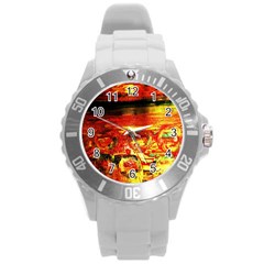 Secret Sign Of Masons Round Plastic Sport Watch (l) by bestdesignintheworld