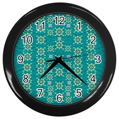 Rose Wreaths Decorative Floral Wall Clock (black) by pepitasart