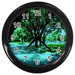 Hot Day In Dallas 5 Wall Clock (black) by bestdesignintheworld