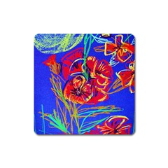 Poppies Square Magnet by bestdesignintheworld