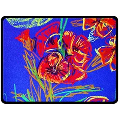 Poppies Double Sided Fleece Blanket (large)  by bestdesignintheworld