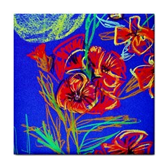 Poppies Tile Coaster by bestdesignintheworld