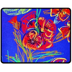 Poppies Double Sided Fleece Blanket (medium)  by bestdesignintheworld