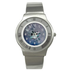 Sport, Surfboard With Flowers And Fish Stainless Steel Watch by FantasyWorld7