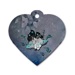 Sport, Surfboard With Flowers And Fish Dog Tag Heart (one Side) by FantasyWorld7