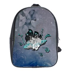 Sport, Surfboard With Flowers And Fish School Bag (large) by FantasyWorld7