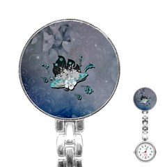 Sport, Surfboard With Flowers And Fish Stainless Steel Nurses Watch by FantasyWorld7