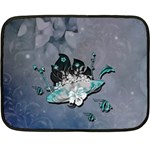 Sport, surfboard with flowers and fish Fleece Blanket (Mini) 35 x27  Blanket