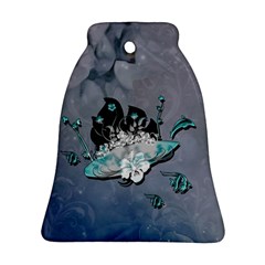 Sport, Surfboard With Flowers And Fish Bell Ornament (two Sides) by FantasyWorld7