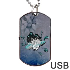 Sport, Surfboard With Flowers And Fish Dog Tag Usb Flash (one Side) by FantasyWorld7