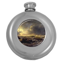 Andreas Achenbach Sea Ocean Water Round Hip Flask (5 Oz) by Sudhe