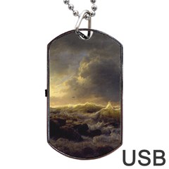 Andreas Achenbach Sea Ocean Water Dog Tag Usb Flash (one Side) by Sudhe