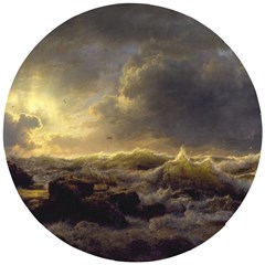 Andreas Achenbach Sea Ocean Water Wooden Puzzle Round by Sudhe