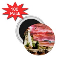 Lighthouse Ocean Sunset Seagulls 1 75  Magnets (100 Pack)  by Sudhe