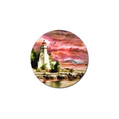 Lighthouse Ocean Sunset Seagulls Golf Ball Marker (4 Pack) by Sudhe