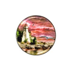 Lighthouse Ocean Sunset Seagulls Hat Clip Ball Marker by Sudhe