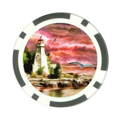 Lighthouse Ocean Sunset Seagulls Poker Chip Card Guard (10 Pack) by Sudhe