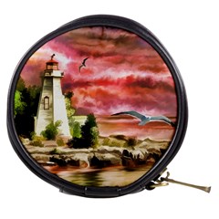 Lighthouse Ocean Sunset Seagulls Mini Makeup Bag by Sudhe