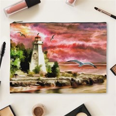 Lighthouse Ocean Sunset Seagulls Cosmetic Bag (xl) by Sudhe