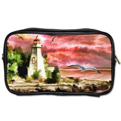 Lighthouse Ocean Sunset Seagulls Toiletries Bag (one Side) by Sudhe