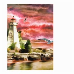 Lighthouse Ocean Sunset Seagulls Small Garden Flag (two Sides) by Sudhe