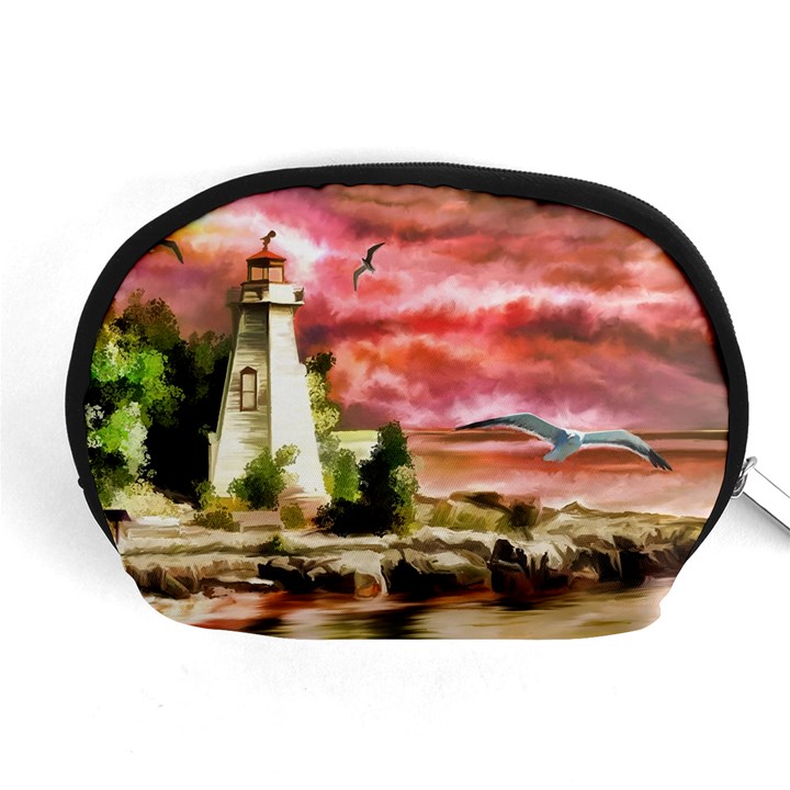 Lighthouse Ocean Sunset Seagulls Accessory Pouch (Medium)